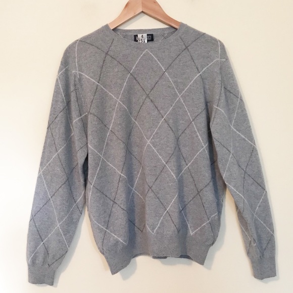 Lands' End Sweaters - Lands End Cashmere Argyle Crewneck sweater L gray
